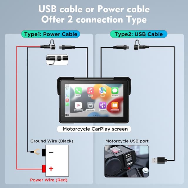 Detalle 1 de fuyuadas 7-Inch Wireless Motorcycle GPS with Apple CarPlay & Android Auto