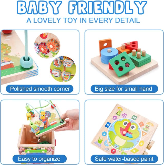 Thumbnail 2 de Wooden Activity Cube Montessori 12+ months