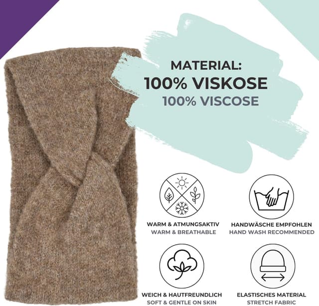 Thumbnail 3 de styleBREAKER Fascia per capelli marrone 56-59 cm