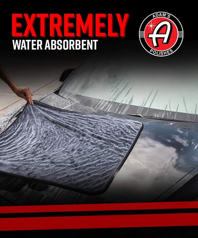 Detalle de Adam’s Polishes Jumbo Plush Drying Towel (33 x 29 in, 1500 GSM) — Absorbent Microfiber Drying Cloth, White (1 Pack)