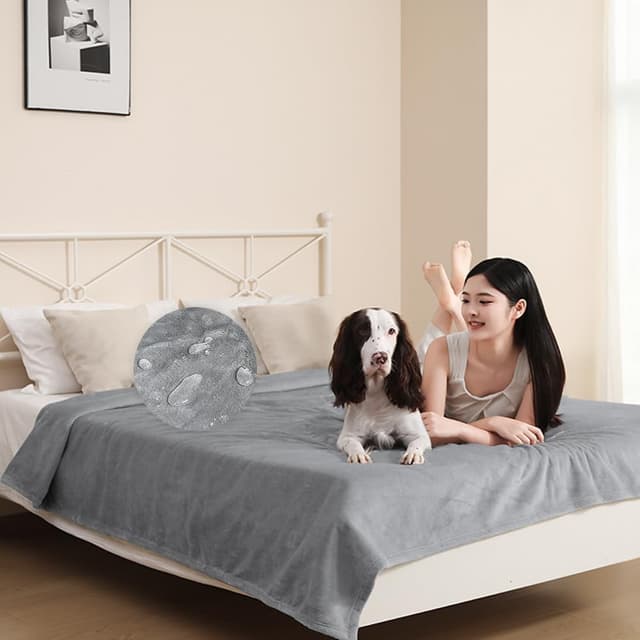 Detalle de DUJUIKE Coperta Impermeabile 152x202 Grigio Chiaro