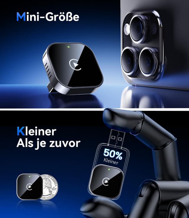 Detalle de Jumpeak CarPlay Wireless Adapter 50% kleiner