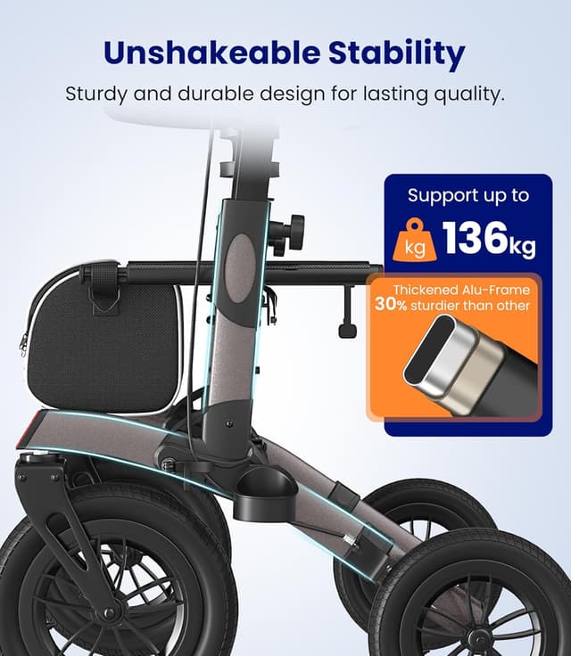 Detalle 2 de VOCIC All Terrain Rollator Walker, 9.4 kg