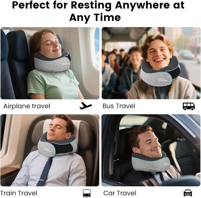 Thumbnail 4 de Nackenkissen Flugzeug Memory Foam 360° Grau