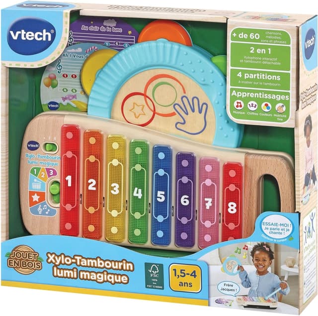 Detalle de VTech Xylo-Tambourin Lumi Magique 2 en 1 (xylophone et tambourin) dès 18 mois