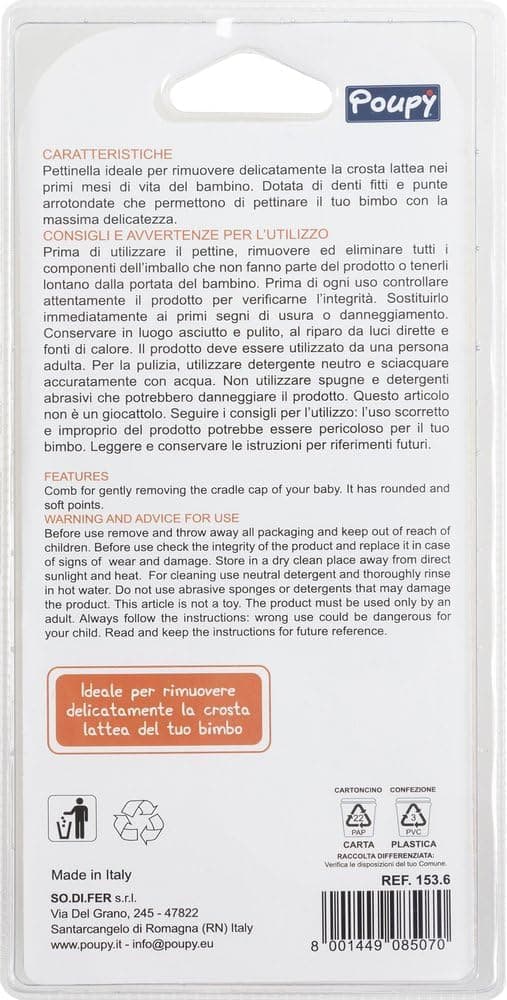 Detalle de Poupy Peigne à dents souples pour jeunes enfants : retirer délicatement la croûte de lait