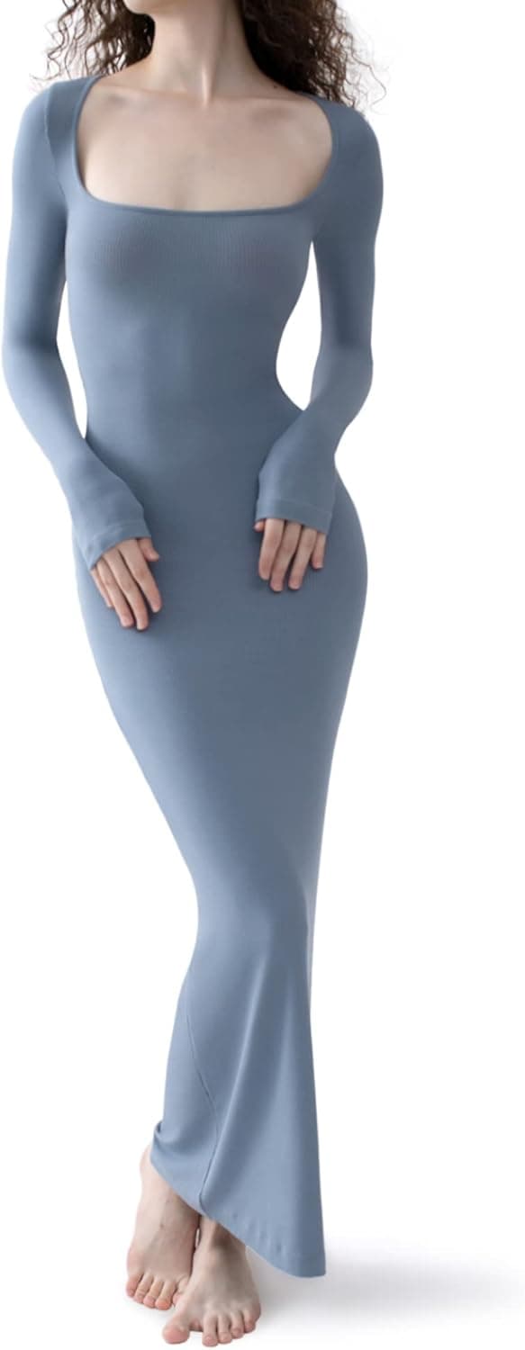 Thumbnail 6 de PUMIEY Square Neck Maxi Dress 95% Rayon 🌙