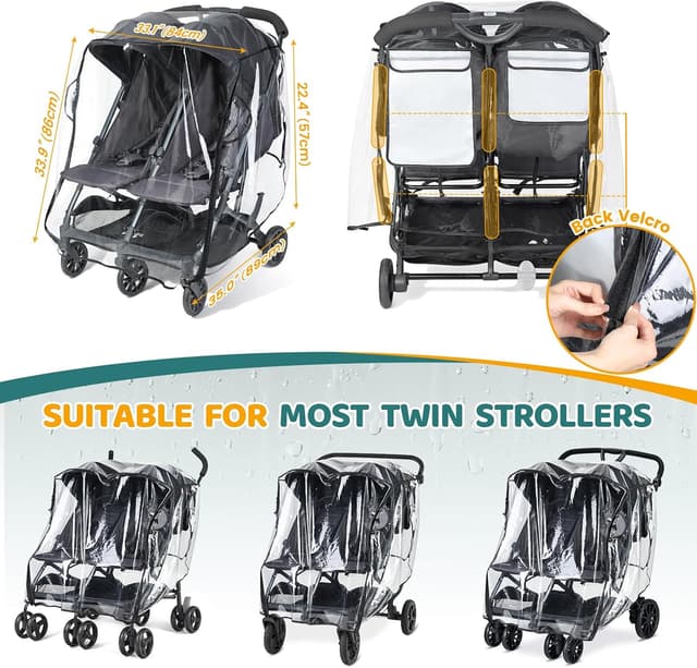 Detalle 2 de Orzbow Universal Rain Cover for Double Pushchair ๐