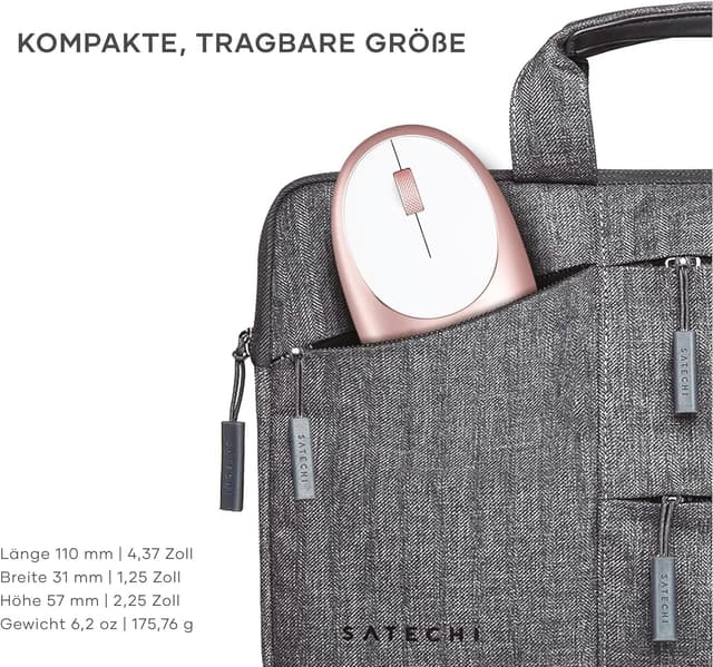 Detalle de SATECHI M1 kabellose Bluetooth-Computermaus (USB‑C wiederaufladbar) in Roségold