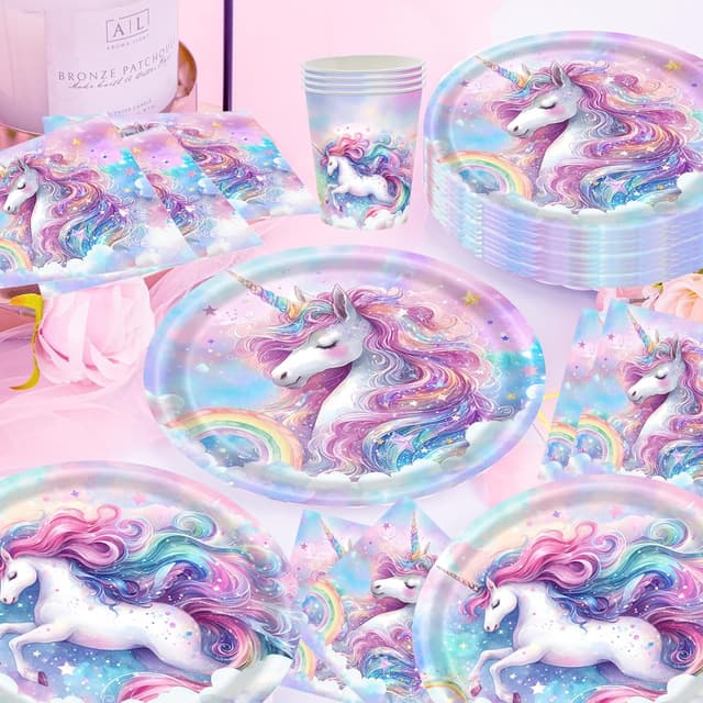 Thumbnail 3 de CANCJ Einhorn Partygeschirr Set 50-teilig