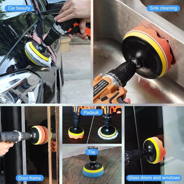 Detalle 2 de JOYSAL kit lucidatura auto con 23 spugne e tampone 80 mm per lucidatura e cera