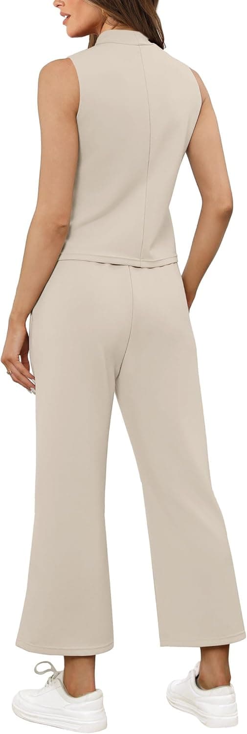 Thumbnail 4 de SAMPEEL Two Piece Sets Mock Neck Crop Pants