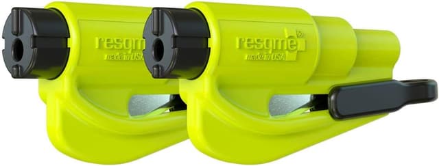 Detalle de Resqme GBO-RQM-YELLOWFLUO porte-clés sécurité 2-en-1 (coupe-ceinture + brise-vitre) jaune fluo, lot de 1