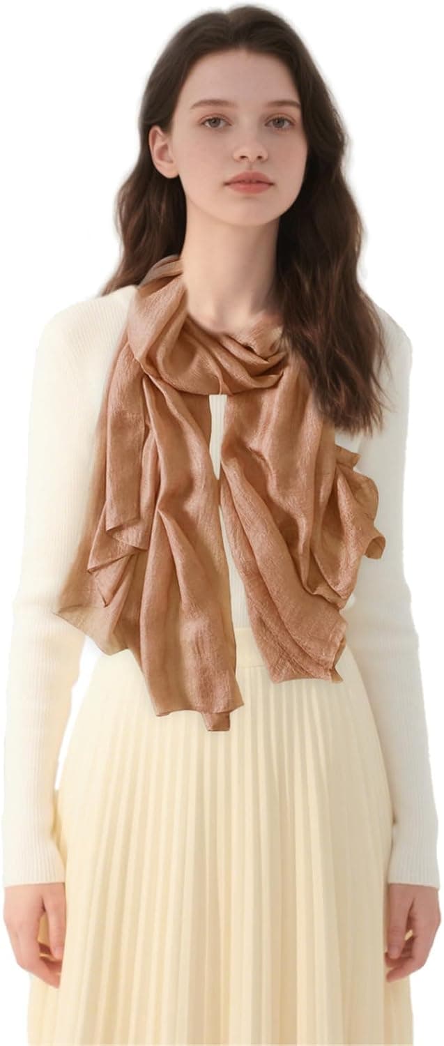 Detalle 2 de MAIRY women’s lightweight scarf (silk-feel hair wrap, shawl & beach wrap) 190 x 100cm