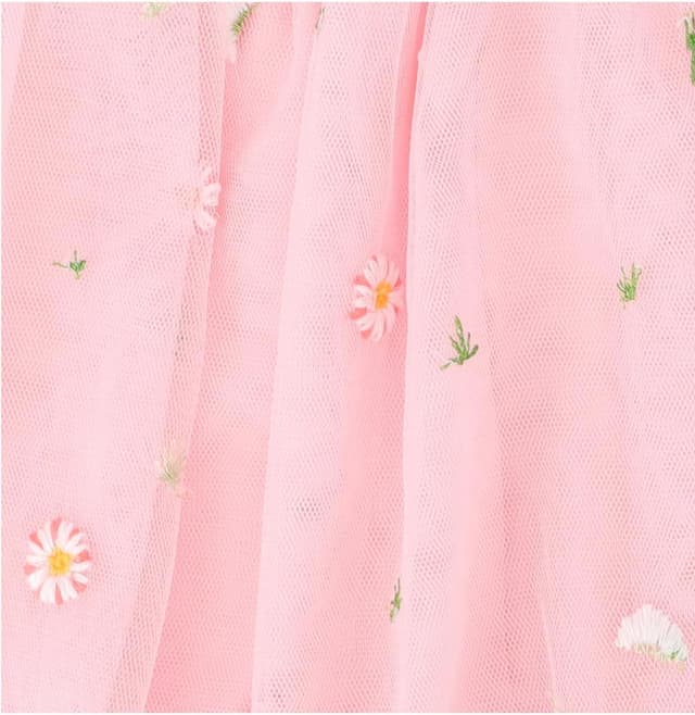 Detalle de Bezioner girls’ embroidered tulle skirt with 4 layers and lining (floral, daily wear to parties)