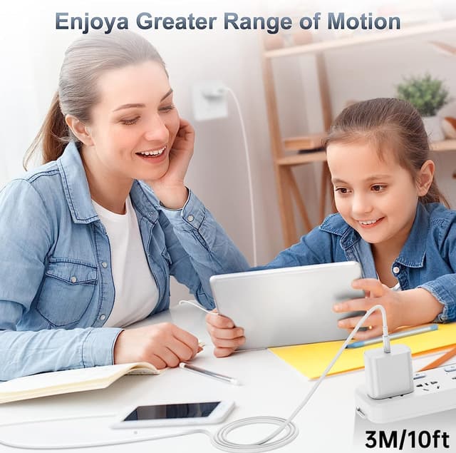 Detalle de 20W Fast Charger & 10ft USB-C to USB-C Cable (Type C) for iPhone 17/16/15, iPad—Wall Plug Adapter Cube Brick