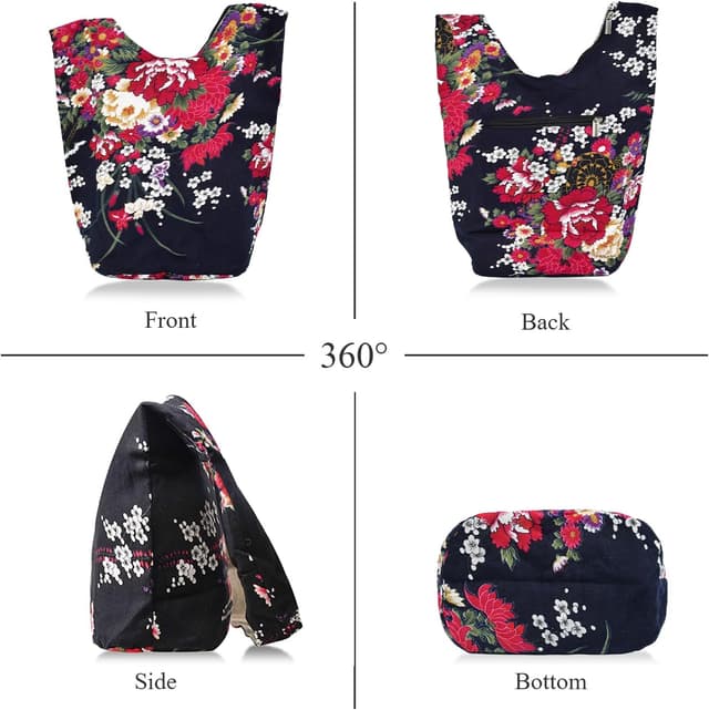 Detalle de ModaZeal Hippie Shoulder Bags Slouch Crossbody Bag (Boho Canvas Satchel for Festival, Travel & Shopping)