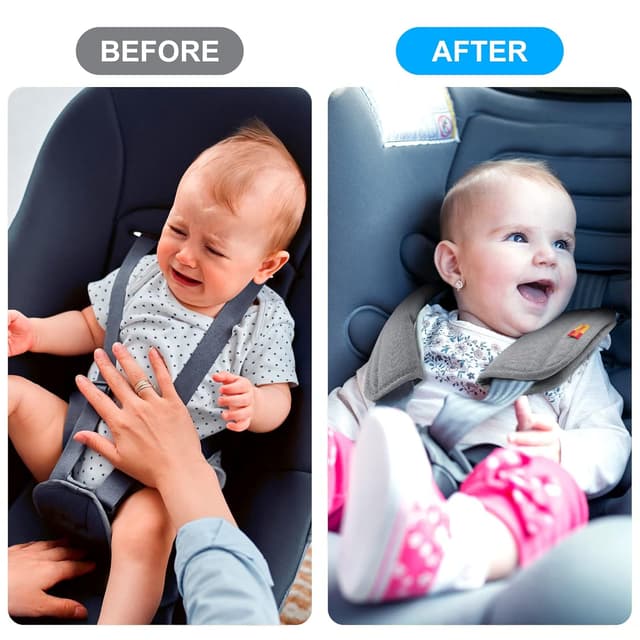 Detalle de URAQT Baby Sicherheitsgurt Schulterpolster (2 Stück) – atmungsaktiv, universell für Autositze und Kinderwagen