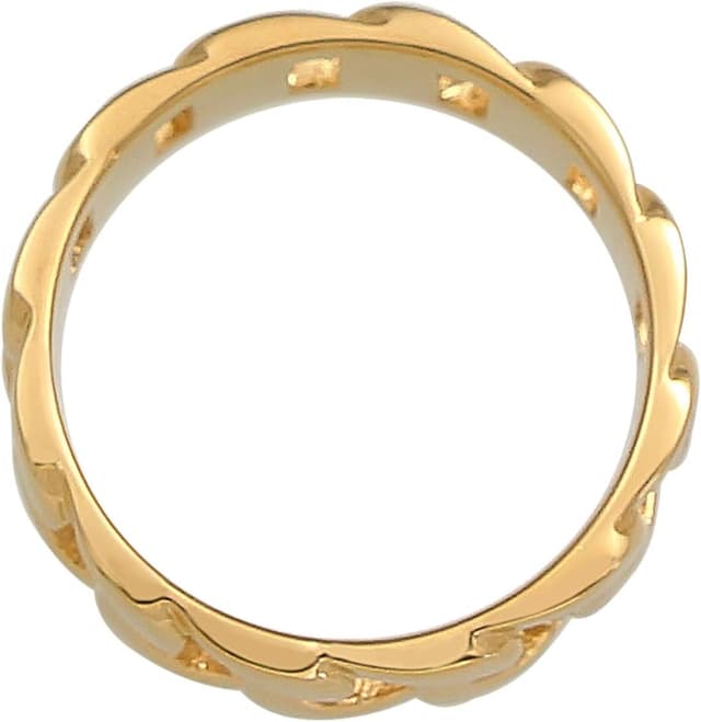 Detalle de Kuzzoi Massiver Herrenring 8 mm im Panzer-Design, vergoldet – 925 Sterling Silber Ring im Chunky Chain Look (Größe 60–66)