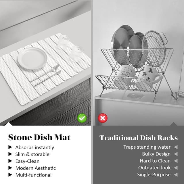 Thumbnail 5 de Large Stone Wave Dish Drying Mat 24" 🧽