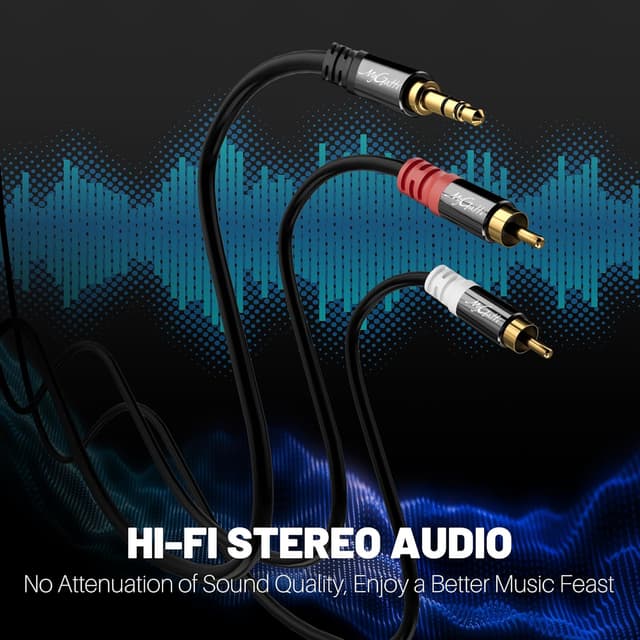 Detalle 2 de Mygatti Klinke 3,5 mm auf 2× Cinch (RCA) Kabel – 3 m, 2er-Set (Audio-Stereo Adapter/Y-Splitter)