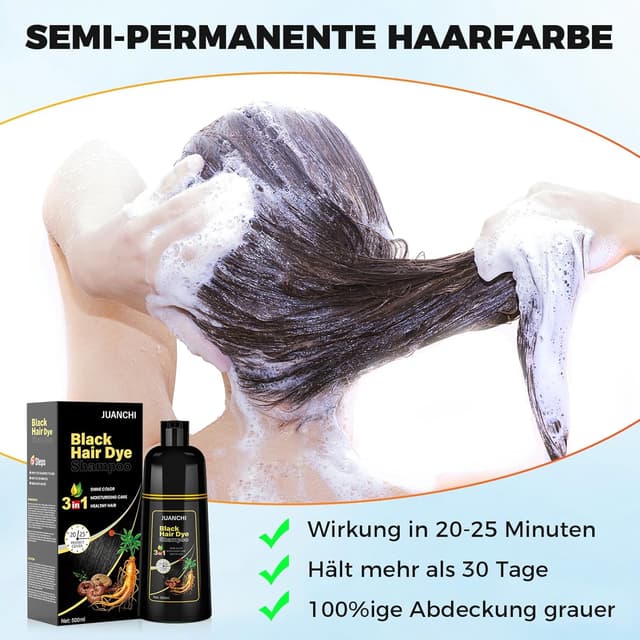 Thumbnail 5 de JUANCHI Schwarzes Haarfärbeshampoo Schwarz 3 in 1