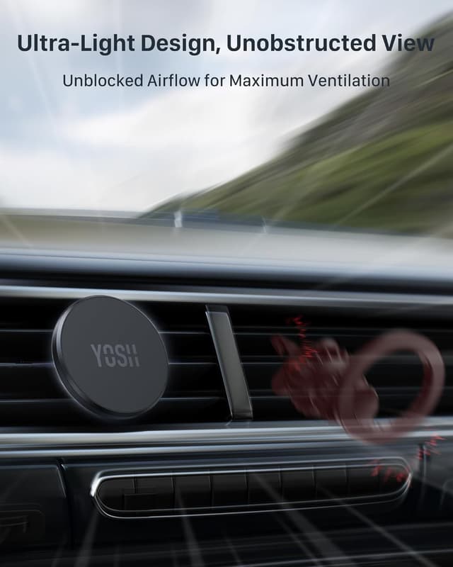 Detalle de YOSH Support téléphone voiture magnétique Mag-Safe (lot de 2) avec maintien 35N+