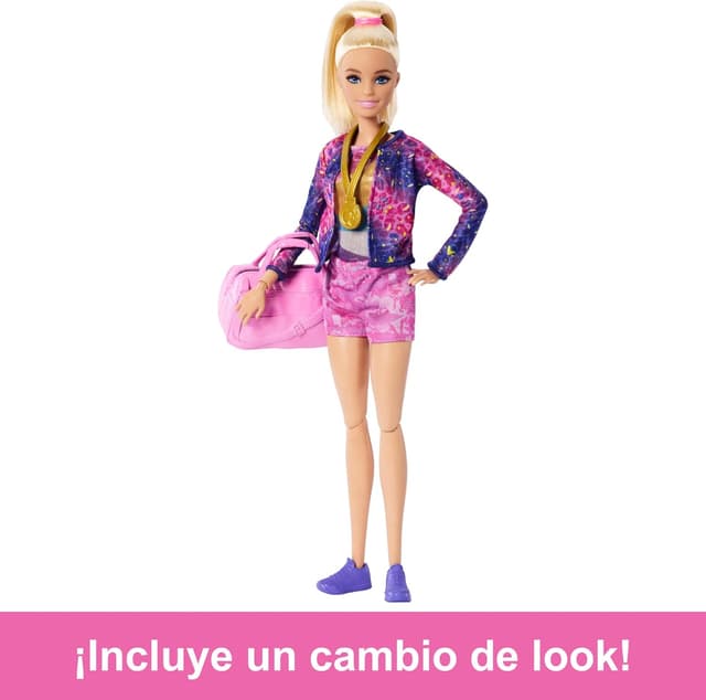 Detalle 2 de Barbie HRG52 - Muñeca Gimnasta con Set y Accesorios 🤸♀