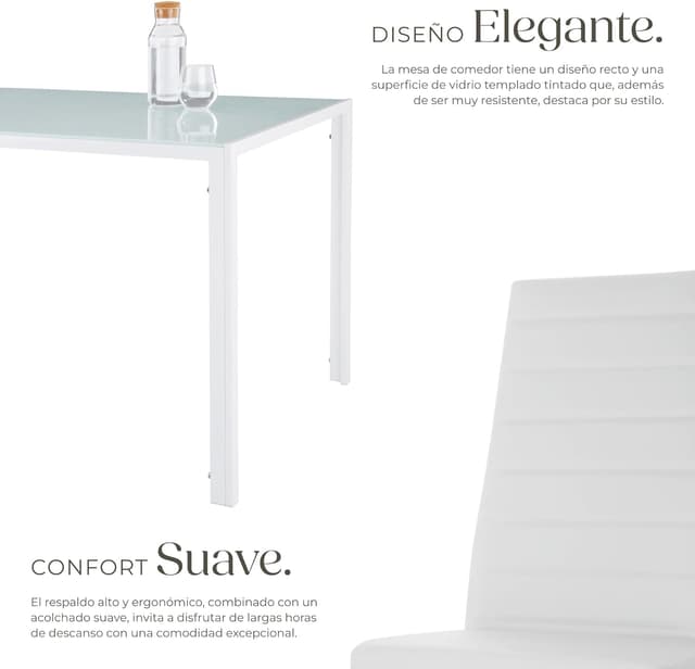 Thumbnail 2 de tectake® Conjunto de Mesa y 6 Sillas de comedor Blanco