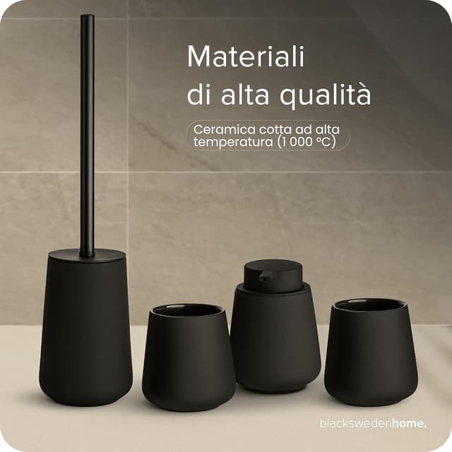 Thumbnail 6 de Black Sweden Home Set bagno completo in ceramica nera opaca (4 pezzi) con dispenser sapone e spazzola WC rimovibile