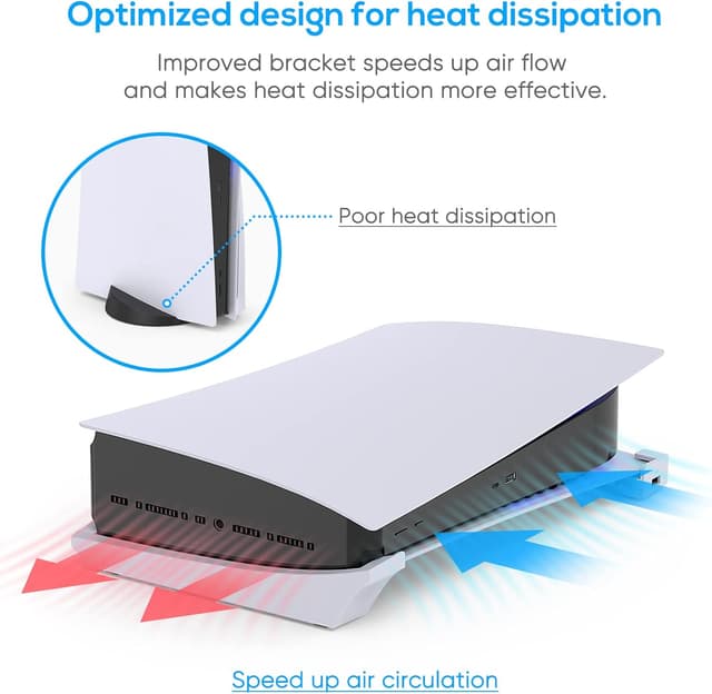 Detalle de FYOUNG Horizontale Halterung für PS5 Disc & Digital (rutschfeste Pads, 4 USB-Ports)