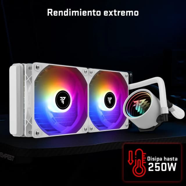 Detalle 2 de Tempest Iceflow Refrigeración Líquida 240 ARGB Kit Liquid Cooler Blanca