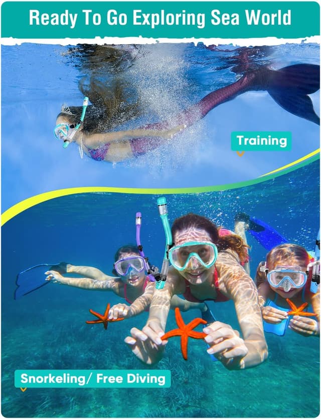 Thumbnail 6 de Lealinga adult snorkel set with anti-fog panoramic mask and dry-top snorkel