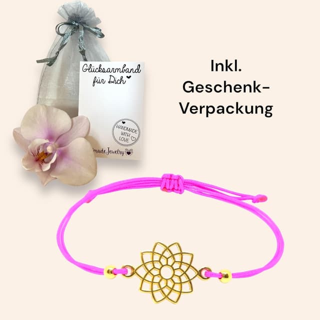 Detalle de Selfmade Jewelry Damen-Armband Roségold Mandala Boho im Makramee-Look (inkl. Geschenk-Verpackung)