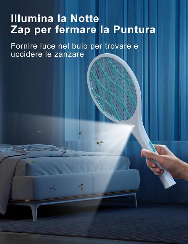 Thumbnail 2 de AROEVE Racchetta Zanzare Elettrica 4000V — Antizanzare USB 🪰