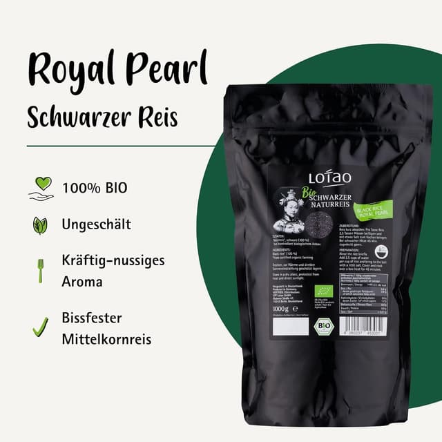 Detalle 2 de Lotao Schwarzer Reis 3 x 1000 g Bio