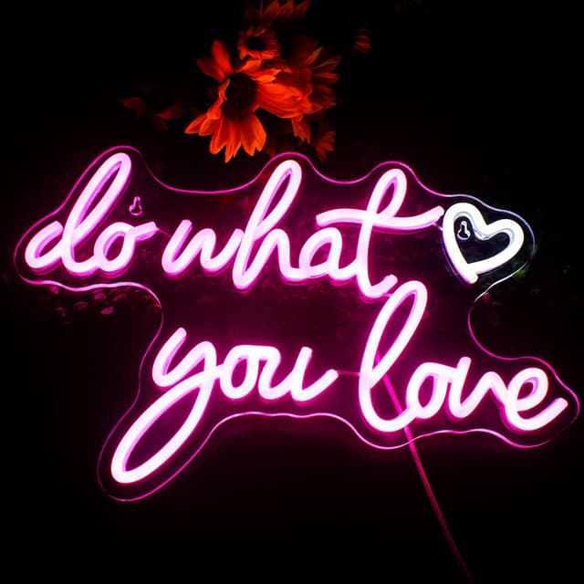 Detalle de Do What You Love neon light sign (pink) — USB-powered LED letter sign for wall decor