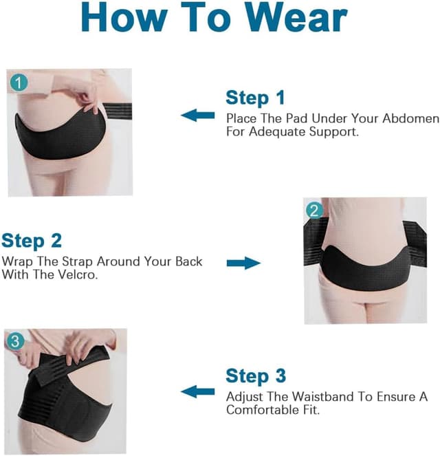 Detalle de AUYAO Pregnancy Belly Band Maternity Belt – Adjustable 2-in-1 elastic support for lower back, abdomen and pelvic relief