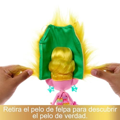 Detalle de Mattel Trolls 3 Viva muñeca pelo amarillo +15 accesorios