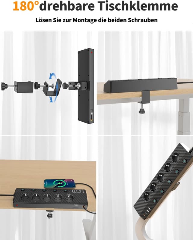 Thumbnail 5 de PASSUS 10‑in‑1 Tischsteckdose mit 2 USB‑C (30W) 🔌