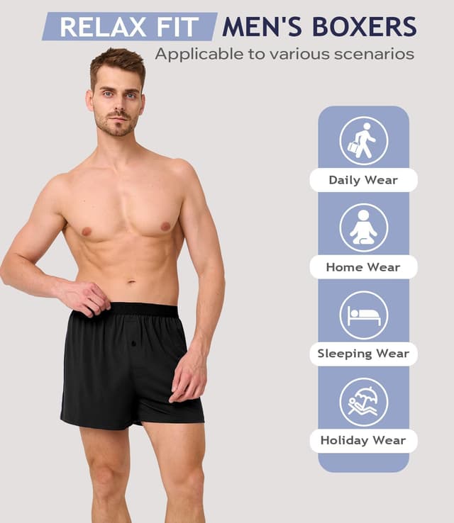 Thumbnail 4 de BAMBOO COOL Mens Bamboo Boxer Shorts 4 Pack