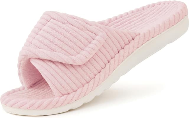 Detalle 2 de Litfun Orthopedic House Slippers for Women with Adjustable Arch Support (Open Toe Corduroy)