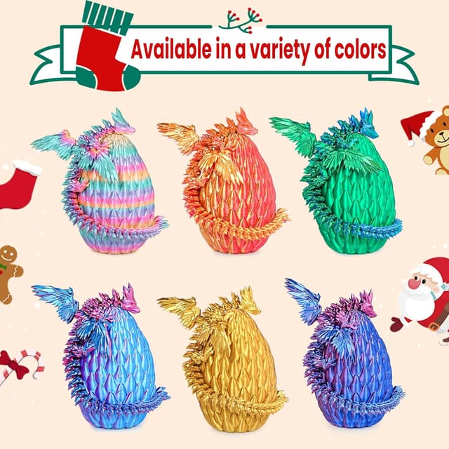 Detalle de Olee Odee 3D-gedruckte Dracheneier mit beweglichem Drachen – Sammlerfigur/Fidget-Spielzeug L (18 cm, Blau/Rosa)