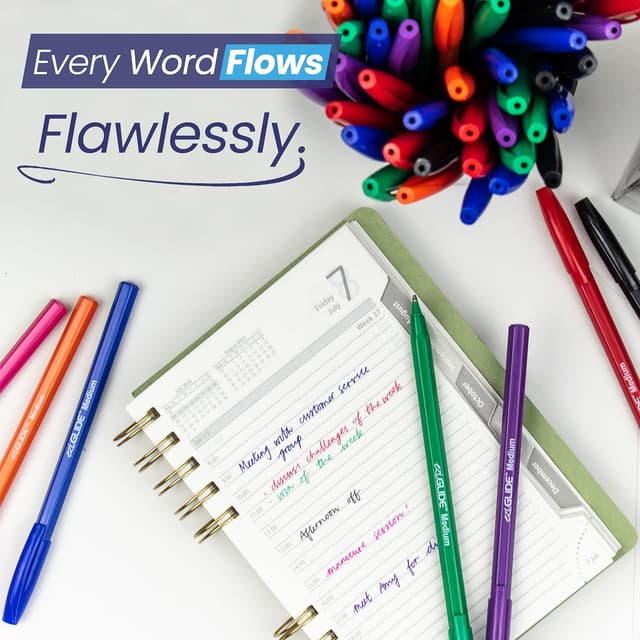 Detalle de Eziglide 100-Pack Ballpoint Pen Set (Green) with Easy Grip – Medium Point 1.0mm