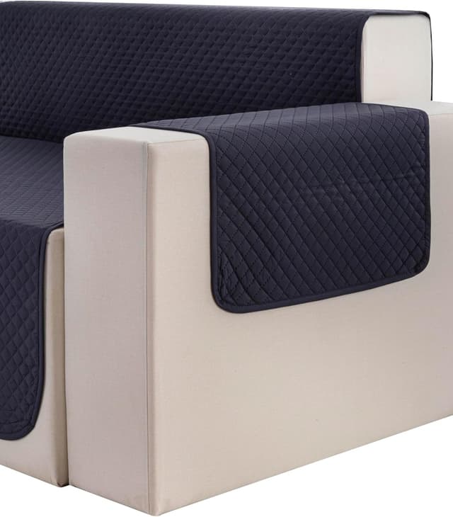 Detalle de Todocama copridivano imbottito traspirante in poliestere, grigio scuro, chaise destra 200 cm