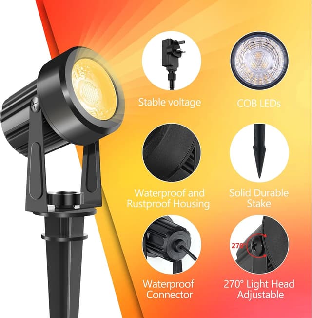 Detalle 2 de NATPOW Garden Lights mains powered 5V spotlights for lawn 🌳