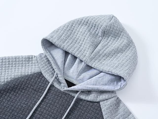 Detalle 2 de YuKaiChen Herren-Kapuzenpullover mit Jacquard-Muster und Kordelzug