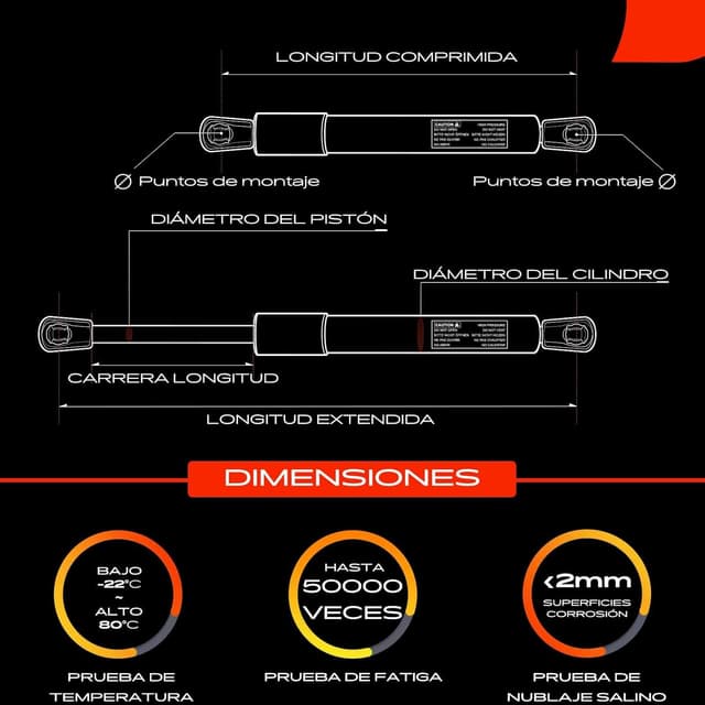 Thumbnail 2 de Frankberg 2x Amortiguadores muelle gas 512 mm