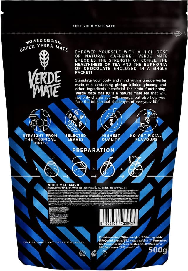 Detalle de Yerba Maté Verde Mate Green Mas IQ 500g