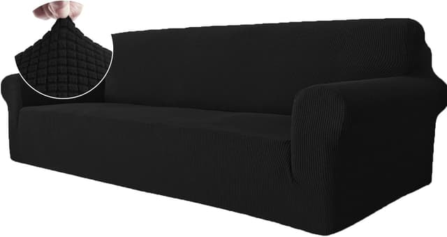 Detalle de Ystyle Copridivano 4 posti con braccioli universale antigraffio e antiscivolo, nero